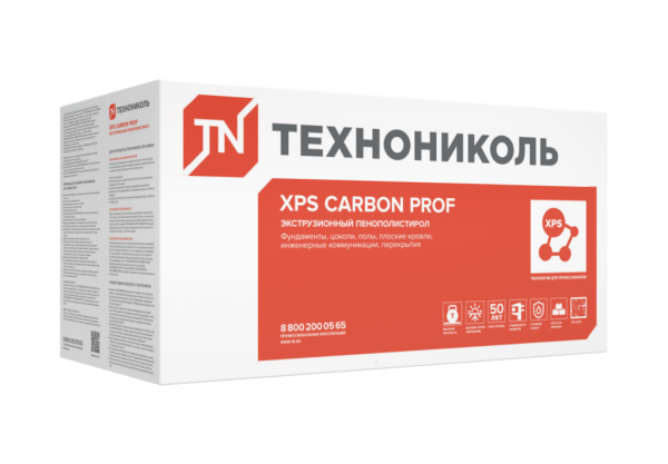 Экструдированный пенополистирол (XPS) ТЕХНОНИКОЛЬ CARBON PROF RF 1180х580х50 мм L-кромка